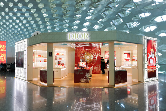 Shenzhen, China - February 5, 2025: The Christian Dior clothing store in Bao 'an International Airport attracts consumers to come and make purchases. Christian Dior is a French fashion consumer brand 
