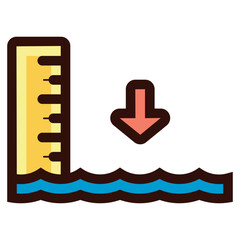 low tide sea with gauge icon illustration
