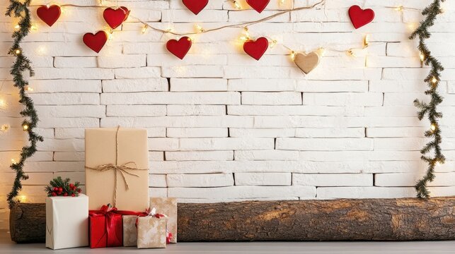 Festive Christmas Gifts Brick Wall Decor.