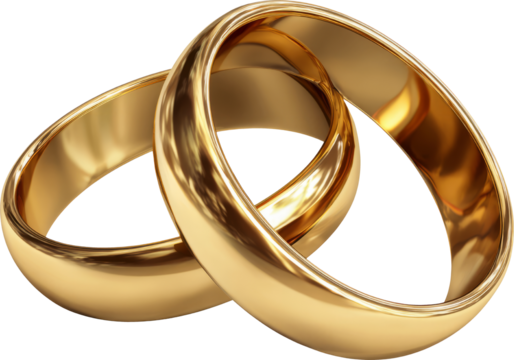 Gold wedding rings, shiny, elegant, classic, symbol of love and commitment, romantic style