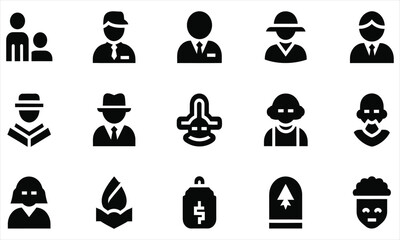 Comprehensive Set of People Icons Representing Various Roles and Demographics for Modern Digital Interface Design and User Profile Management Systems
