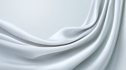Obraz premium Elegant and Soft White Silk Fabric Draped Smoothly on a Light Background, Perfect for Textures, Backgrounds, and Fashion Photography