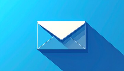 Stylized image of an email envelope against a bright blue gradient background, creating a minimalist, modern feel