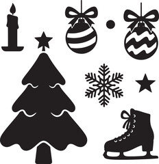 Winter Christmas SVG | Ice Skate, Tree, Ornament, Snowflake Clipart