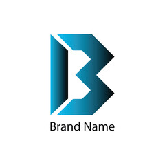 Modern blue geometric letter b logo design with gradient and shadow