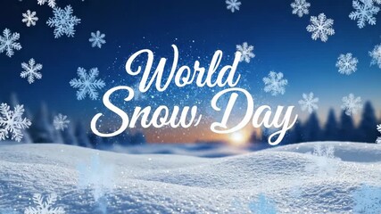 World Snow Day Animation 4k Celebrate the beauty of winter with this animated winter landscape in stunning 4k resolution perfect for any winter celebration! - Powered by Adobe