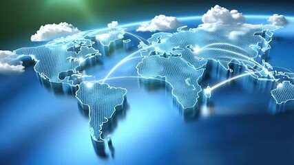 Global network connections digital world map with cloud computing - Powered by Adobe
