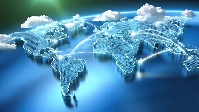 Global network connections digital world map with cloud computing - Powered by Adobe