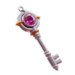 3D minimal icon of fantasy key. render png vector illustration