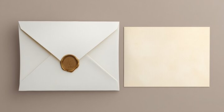 Elegant ivory envelope and card set with gold seal for special occasions