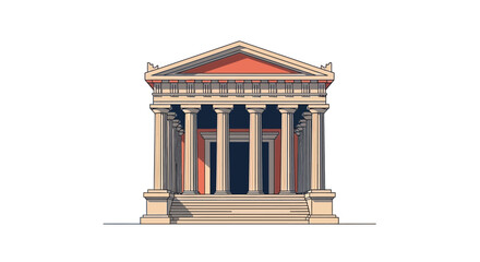 Ancient Greek Temple Architectural Illustration 1.