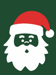 Santa Claus face wearing red hat minimalist style representing Christmas holiday celebration joy winter tradition and festive cheerful season spirit design