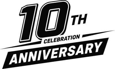 Tenth anniversary celebration event company milestone black and white eps silhouette