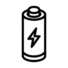 Black battery symbol with a lightning bolt representing power, energy, charging, and electricity, ideal for app icons and tech interfaces.