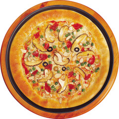 pizza on a white background，Celebrating Thanksgiving, turkey，PNG