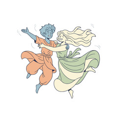 Joyful Young Friends Dancing Together In A Vibrant Celebration Isolated On Transparent Background Expressing Pure Happiness And Unity With Dynamic Motion And Flowing Outfits