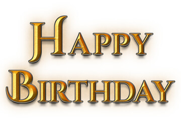Happy Birthday Golden Text Design with 3D Shadow Effect