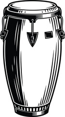 Conga drum vector illustration percussion instrument music black and white eps silhouette