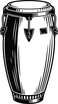 Conga drum vector illustration percussion instrument music black and white eps silhouette