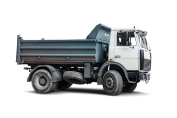 A sturdy heavy-duty truck stands alone on a plain background, demonstrating its readiness for construction and transportation tasks.