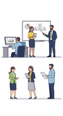 Business team working on a project presentation.