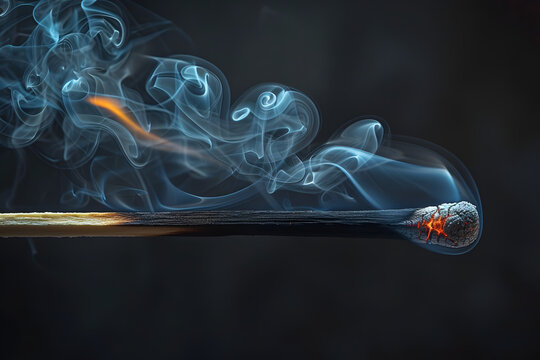 Ember's Ghost A Burning Matchstick's Dance with Smoke and Shadow