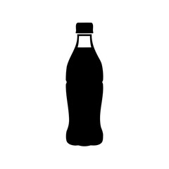 Silhouette of a full soda bottle with cap, isolated on white background