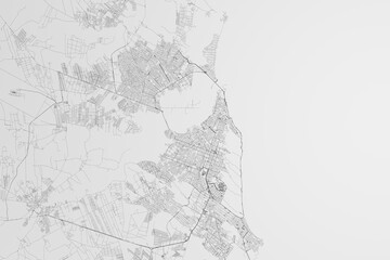 Map of the streets of Natal (Brazil) on white background. 3d render, illustration