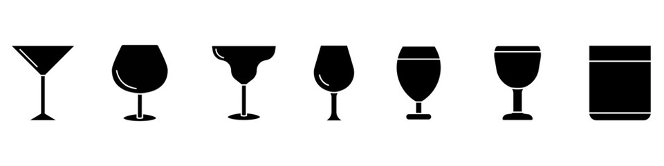 Glasses icon vector set. wineglass illustration sign collection. alcohol symbol. Bar logo.