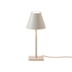 Obraz premium Minimalist table lamp with soft illumination against a dark background enhancing cozy ambiance