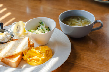 Bright morning breakfast plate
