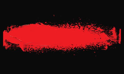 Abstract Red Paint Brush Stroke on Black Background - Grunge Texture Effect