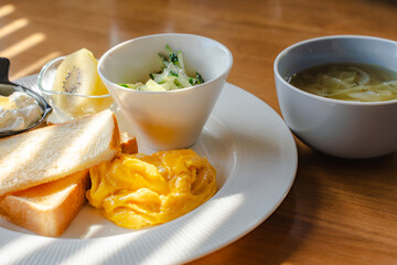 Bright morning breakfast plate
