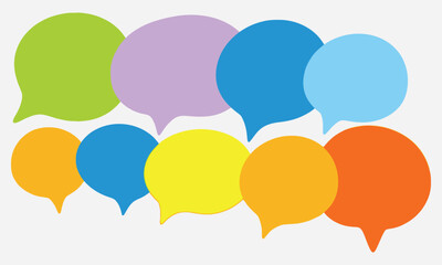 Colorful speech bubbles floating on a white background, representing conversations and ideas