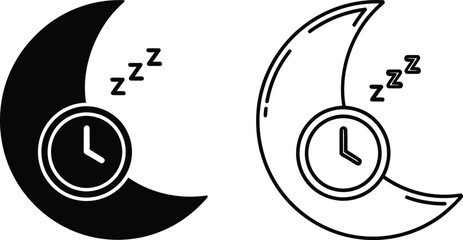 Sleep time icon vector illustration good night rest bedtime concept art eps silhouette
