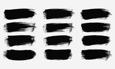 Collection of black brush strokes on white background, perfect for design and creative projects