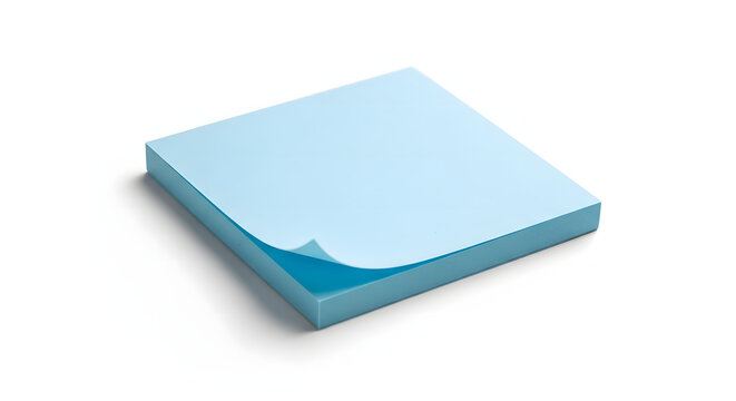 A stack of light blue sticky notes with a top sheet peeling up, ready for a note. The notes are clean and inviting, ideal for reminders or quick messages.