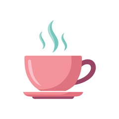 Pink coffee cup with steam