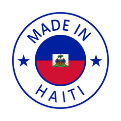 Haiti Made in Stamp in circle with flag Vector template on white background