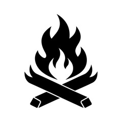 campfire with flames and crossed wood