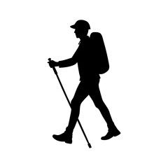silhouette of a person hiking