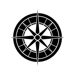 silhouette of a round compass with directional needle