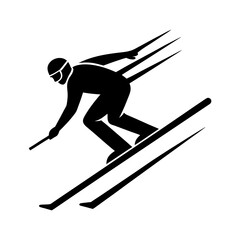silhouette of a skier going downhill