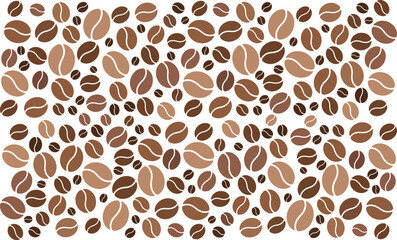 Coffee bean pattern background in brown Shades for Cafe and packaging design, Vector Illustration.