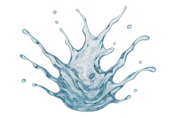 Fresh blue water splashing, creating a crown ripple effect with liquid drops and dynamic motion on transparent background