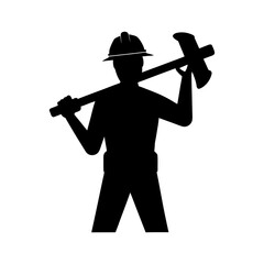 silhouette of a worker wearing