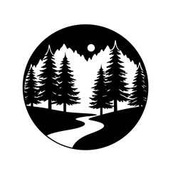 silhouette of calm riverbank with trees 