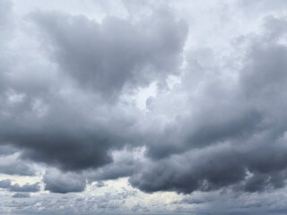 view of the sea and sky covered by thick clouds