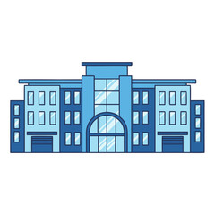 Modern Stylized Vector Hospital Building With Trees In A Metropolitan Setting And Clear Blue Sky