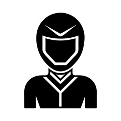 Rider with Helmet Icon on White Background.